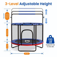 Dimensions: 55 inch diameter, 33.46 inch enclosure, 3-level adjustable bar, 132 lb capacity