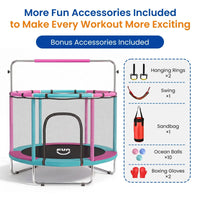 Included accessories: 2 hanging rings, swing, sandbag, 10 ocean balls and 2 boxing gloves